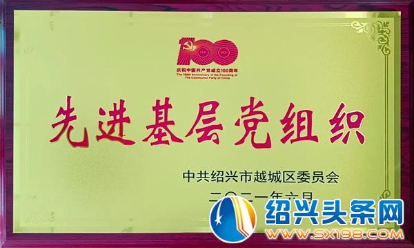 金德隆运营商形尔尚党支部荣获越城区先进基层党组织称号